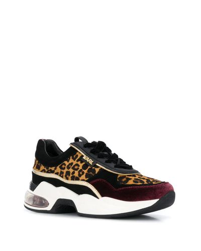 Karl Lagerfeld Leather Platform Leopard Print Sneakers in Purple - Lyst