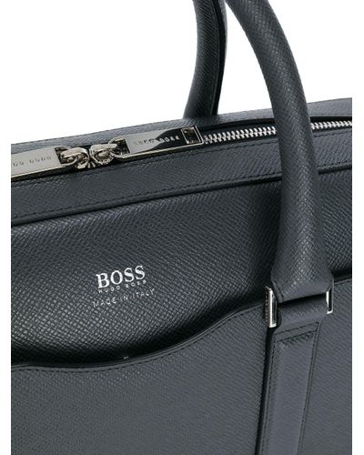 BOSS by Hugo Boss Leather Laptop Bag in Grey (Gray) for Men - Lyst