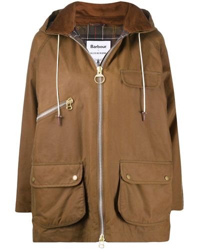 Barbour Cotton X Alexa Chung Violet Waxed Parka in Brown - Lyst