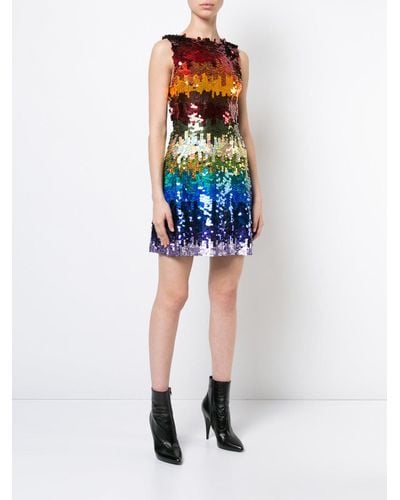 Alice + Olivia Synthetic Rainbow Sequin Dress - Lyst