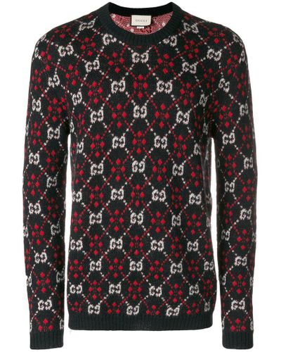 Gucci Monogram Knit Jumper in Black for Men | Lyst UK