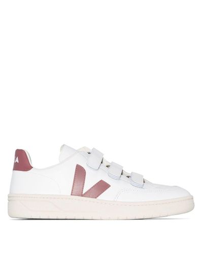 Veja Leren Sneakers Met Klittenband in het wit voor dames