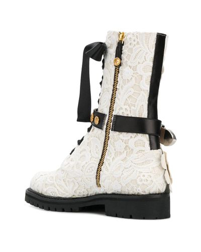 Anfibi di pizzo con citurinoFausto Puglisi in Pizzo di colore Bianco | Lyst