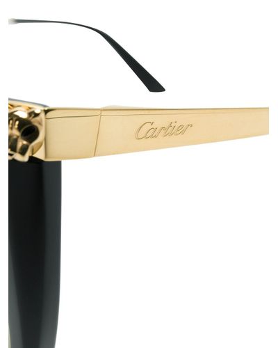 Cartier Panther Head Oversized Sunglasses in Black - Lyst