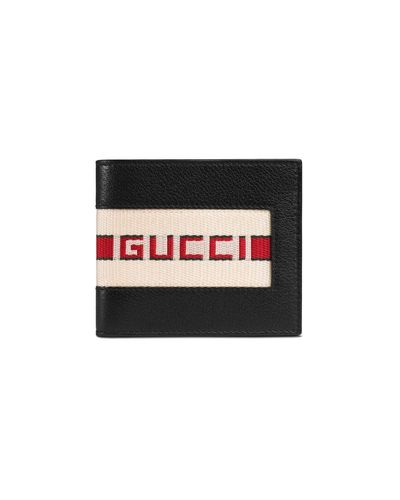 Gucci Stripe Leather Wallet in Black for Men - Lyst