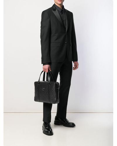 Versace Leather Embossed Pattern Laptop Bag in Black for Men - Lyst