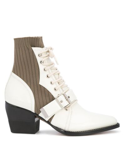 Chloé Leather Rylee 60mm Ankle Boots in White - Lyst
