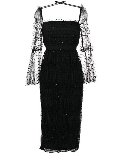 self portrait black mesh dress