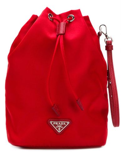 prada bucket bolsa red