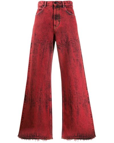 Marni Denim Dyed Wide Leg Jeans in Red for Men | Lyst
