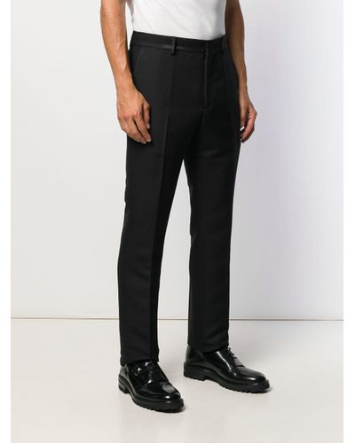 Fendi Wool Slim-fit Tailored Trousers in Black for Men - Lyst