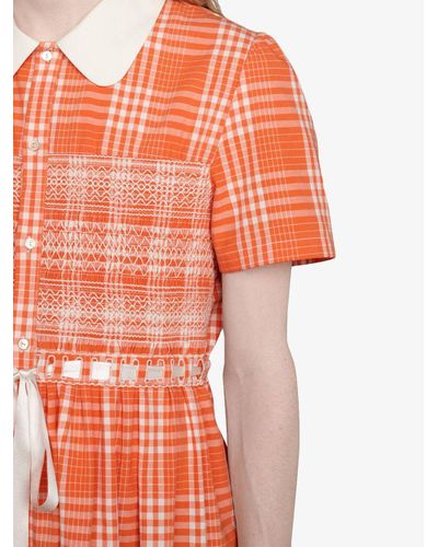 gucci tartan cotton long smock shirt
