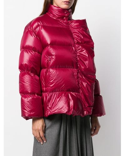 RED Valentino Synthetic Ruffle Trim Puffer Jacket in Red - Lyst