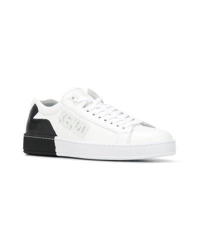 KENZO Leather Two-tone Sneakers in White - Lyst