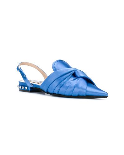 N°21 Satin Knotted Slingback Slippers in Blue - Lyst