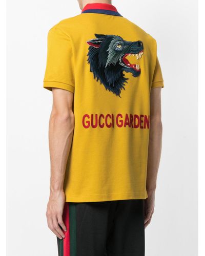 Gucci Cotton Polo Shirt With Wolf Appliqué in Yellow & Orange (Yellow) for  Men - Lyst