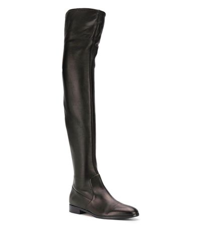 Sergio Rossi Leather Side-zip Over-the-knee Boots in Black ...