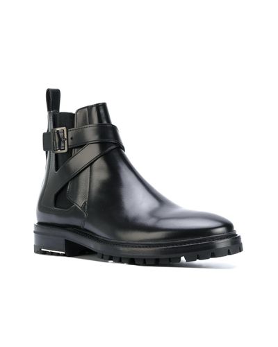 Lanvin Leather Buckled Chelsea Boots in Black for Men | Lyst