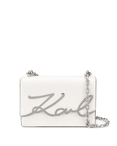 Karl Lagerfeld K/signature Small Shoulder Bag in White - Lyst