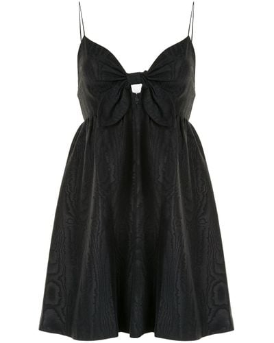 Alice + Olivia Cotton Melvina Tie Front Mini Dress in Black - Lyst