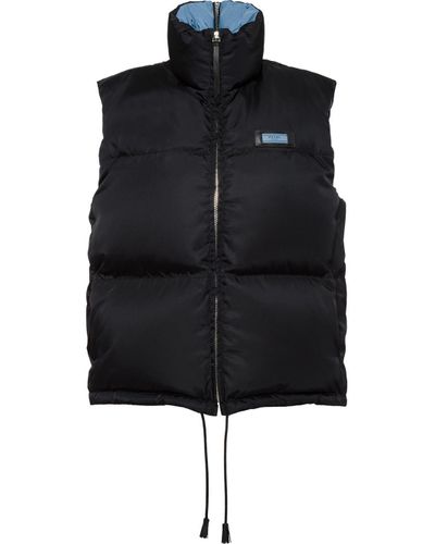 Prada Synthetic Nylon Gabardine Puffer Vest in Black | Lyst