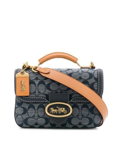 coach riley top handle 22 in signature chambray
