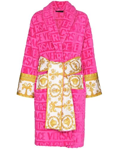 Versace I Heart Baroque Cotton Bath Robe in Pink - Lyst