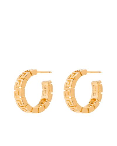 Versace Greca Small Hoop Earrings in Gold (Metallic) | Lyst UK