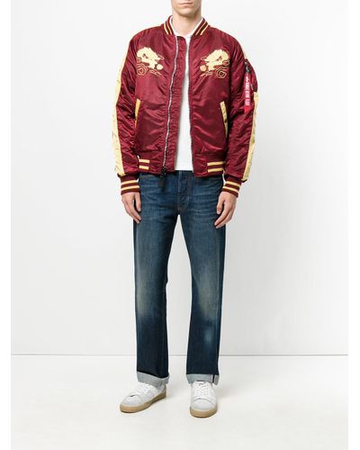 alpha industries leather bomber jacket