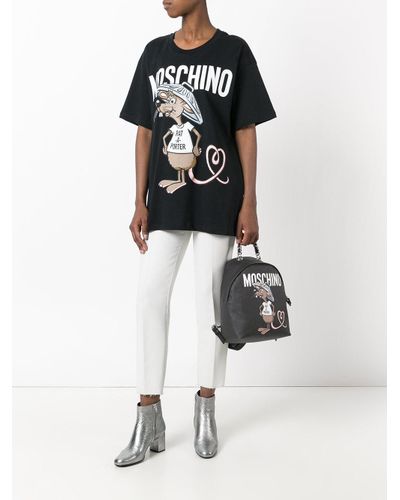 Moschino Cotton Printed Rat-a-porter T-shirt in Black - Lyst