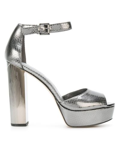 MICHAEL Michael Kors Leather Paloma Platform Sandals in Grey (Grey) - Lyst
