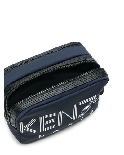 KENZO Logo Print Wash Bag in Blue - Lyst