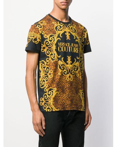 Versace Jeans Couture Cotton Logo Baroque Print T-shirt in Yellow for ...