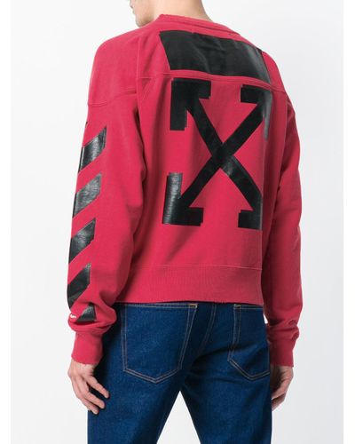 Off-White c/o Virgil Abloh Cotton Champion Tape Detail Sweatshirt in Red  for Men - Lyst