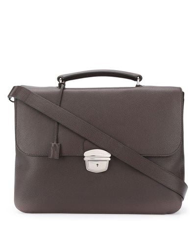 Orciani Leather Push-lock Briefcase in Brown for Men - Lyst