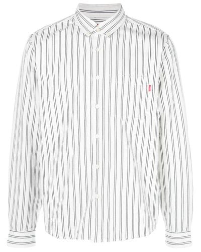 Supreme Striped Twill Shirt in White for Men - Lyst