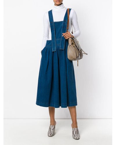 denim pinafore midi