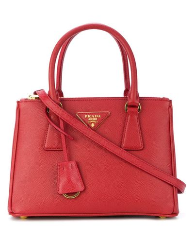 Prada Leather Borsa A Mano Saffiano Lux Rosso in Red - Lyst
