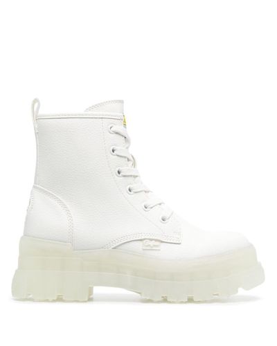 buffalo vegan aspha flat ankle boots in white