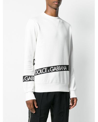 Dolce & Gabbana Cotton Front Logo Sweatshirt in White for Men - Lyst