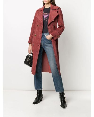 COACH Belted Trench Coat in Pink - Lyst