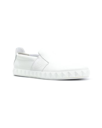 Emporio Armani Leather Slip-on Sneakers in White | Lyst