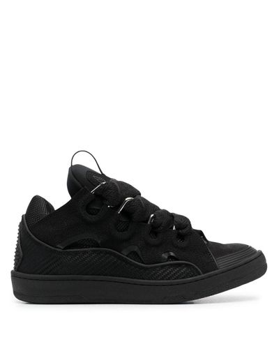 Lanvin Leather Low-top Curb Zig Zag-laces Sneakers in Black for Men - Lyst