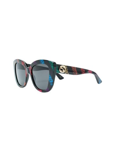 Gucci Glitter Striped Sunglasses in Black | Lyst
