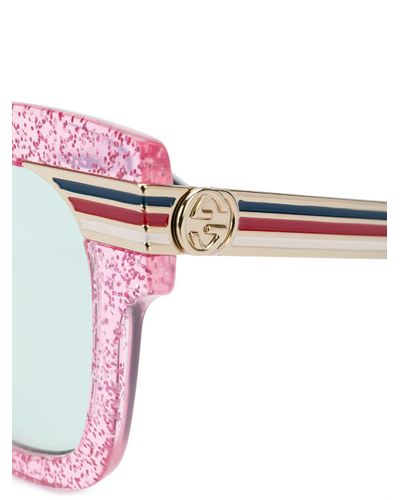 Gucci Oversized Glitter Sunglasses in Pink | Lyst