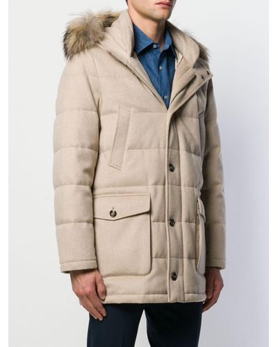 Loro Piana Cashmere Fur Trimmed Parka Coat in Natural for Men - Lyst