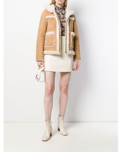 sandro cropped sheepskin jacket
