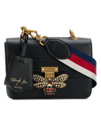 Gucci Leather Bee Logo Embellished Bag in Black - Lyst