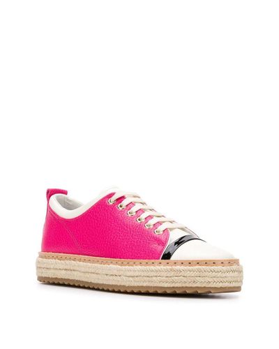 Lanvin Leather Lace-up Sneakers in Pink - Lyst