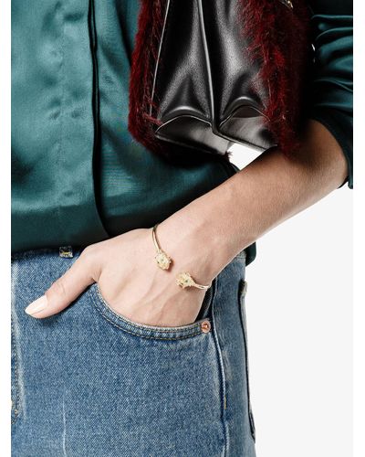 Gucci Le Marche des Merveilles 18K Yellow Gold Feline Head Cuff Bracelet